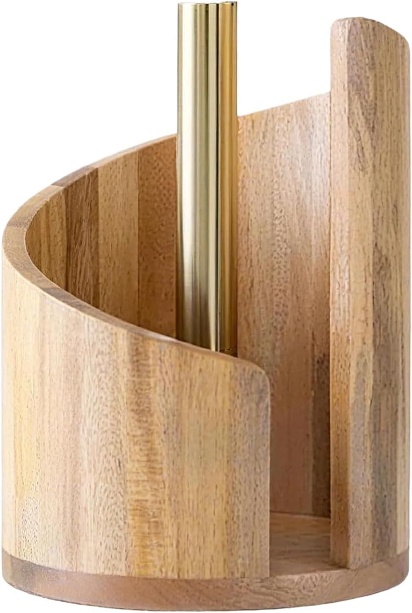 Wooden Paper Towel Holder - Stylish Wooden Roll Holder, Farmhouse Paper Towel Stand | Reusable Roll Stand for Bathroom Dining Table Cabinet Farmhouse Shelf Home Apartment