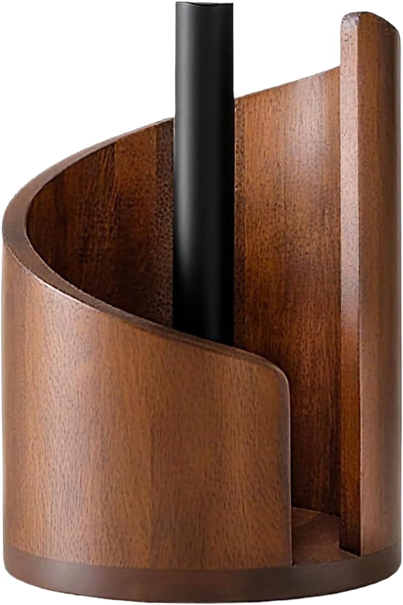 Wooden Paper Towel Holder - Stylish Wooden Roll Holder, Farmhouse Paper Towel Stand | Reusable Roll Stand for Bathroom Dining Table Cabinet Farmhouse Shelf Home Apartment