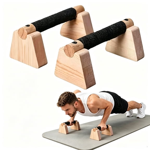 Wooden Parallettes Bars Calisthenics Equipment for Handstand Training, Push Up Bars & Handstand Blocks, Pushup Handles