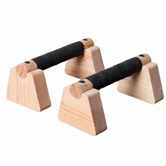 Wooden Parallettes Push-Up Stand W/ Non-Slip Base Pushup Handles for Home Gym Workout Gear for Strength Training