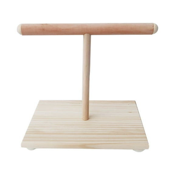 Wooden Parrot Perch T Stand Bird Training Paw Grinding Toys Pet Cockatiel Cage