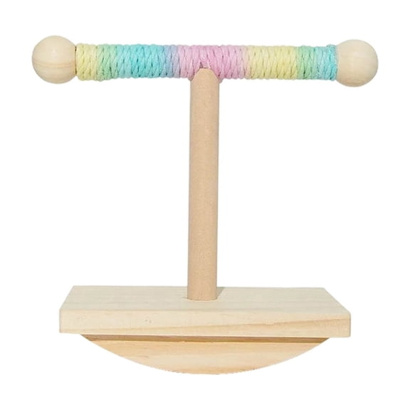 Wooden Parrot Training Stand with Chewing Activity Gym for Small to Medium Birds Natural Material Promotes Exercise & Play
