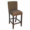 thumbnail image 1 of Wooden Parson Bar Stool with Textured Fabric Upholstered Cushioned Seat, Brown, 1 of 1