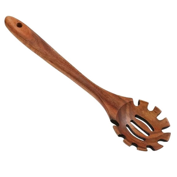 Wooden Pasta Spoon Kitchen Noodle Spoon Long Handle Spoon Portable Spaghetti Server for Effortless Straining and Serving