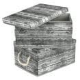 thumbnail image 1 of Sorbus Fabric Wooden Pattern Storage Box with Lid - Grey (2 Pack), 1 of 7