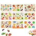 thumbnail image 1 of Wooden Peg Matching Puzzle Boards for Toddlers Age 3+,Montessori Preschool Educational Toys,Number Animal Vegetable Shape Cognition Game,Fine Motor Christmas Stocking Stuffer Gift for Boys Girls, 1 of 8