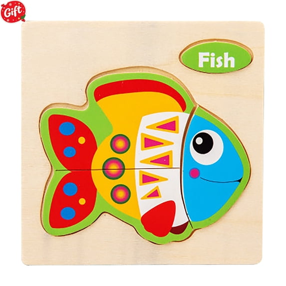 Wooden Peg Puzzle for Toddlers, Kids' Educational Preschool Peg Puzzle Toy, Cute Fish Theme Vibrant Color Shape Matching Game, Ideal Gift for Boys Girls Ages 1.5-4 Years Old