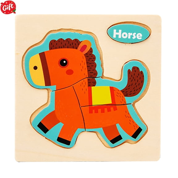 Wooden Peg Puzzle for Toddlers, Kids' Educational Preschool Peg Puzzle Toy, Cute Horse Theme Vibrant Color Shape Matching Game, Ideal Gift for Boys Girls Ages 1.5-4 Years Old