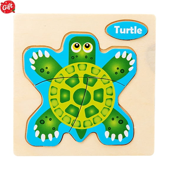 Wooden Peg Puzzle for Toddlers, Kids' Educational Preschool Peg Puzzle Toy, Cute Turtle Theme Vibrant Color Shape Matching Game, Ideal Gift for Boys Girls Ages 1.5-4 Years Old