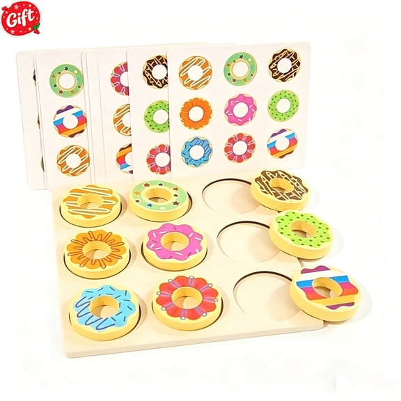 Wooden Peg Puzzle for Toddlers, Kids' Educational Preschool Peg Puzzle Toy, Early Learning Sorting Game with Reference Cards, Christmas Birthday Ideal Gift for Boys Girls Ages 2 3 4 Years
