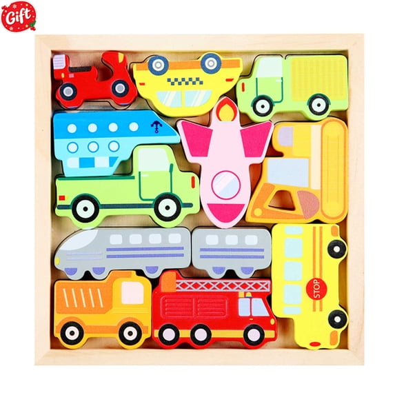 Wooden Peg Puzzle for Toddlers, Kids' Educational Preschool Peg Puzzle Toy, Ocean Animal Farm Vehicle Fruit Number Sorting Jigsaw, Christmas Birthday Ideal Gift for Boys Girls Ages 3+