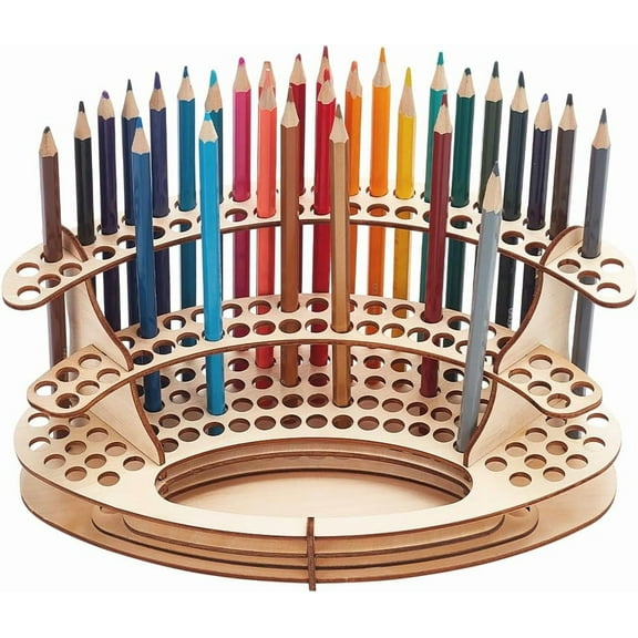 Wooden Pen Holder Display Stand 9.96x5.12x4.92 Inch Pen Organizer Holder Makeup Brush Rack Eyebrow Pen Stand Organizer Slots Pen Holder Stand for Home Office Cornsilk