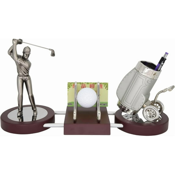 Wooden Pen Holder Pencil Holder for Desk,Golf Player with Ball,Decor For Home Office Desktop,Desk Organizer for Pen and Office Accessories Gift