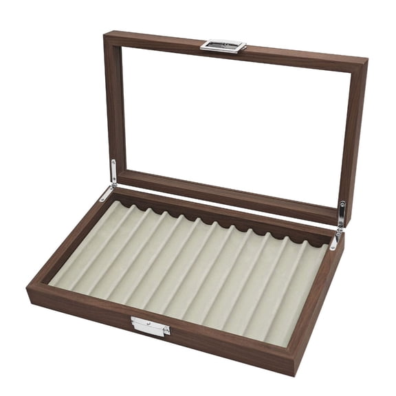 Wooden Pen Organiser Storage Box 12 Slots Fountain Pen Display Case with Soft Lining For Collectible Writing Tool