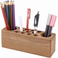 thumbnail image 1 of Wooden Pencil Holder for Desk 13 Hole Brush Organizer Stand Rustic Style Fountain Pen Holder for Office Studio Gift, 1 of 6