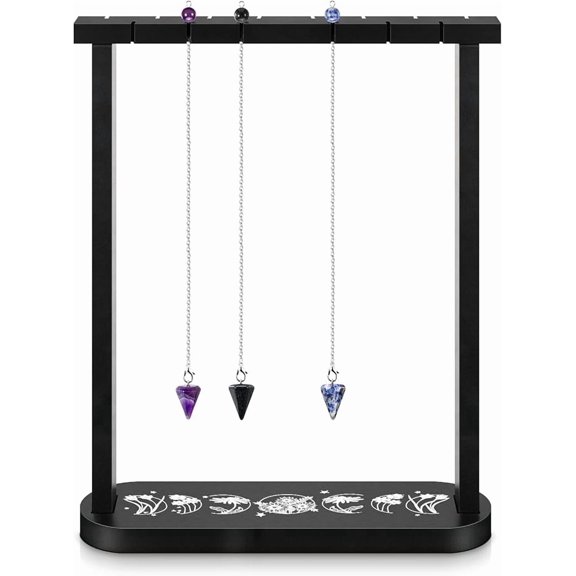 Wooden Pendulum Display Stand, Black Crystal Display Shelf Rack