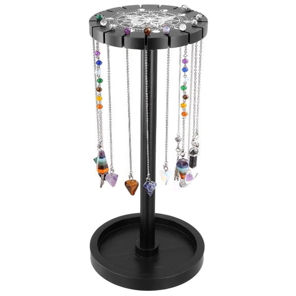 Wooden Pendulum Display Stand with Tray, Rock Stone Stand