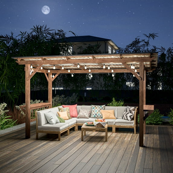 Wooden Pergola, Pergola Kit with Stakes, Quality Supported Structure, Snow and Wind Supported, Outdoor Garden Shelter with Cedar Framed for Backyard, Deck, Lawn 13 x 6.5 FT