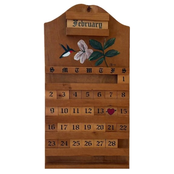 Wooden Permanent Calendar 45X24CM Wall Mounted Permanent Calendar with Adjustable Dates Month Blocks For Desktop Display
