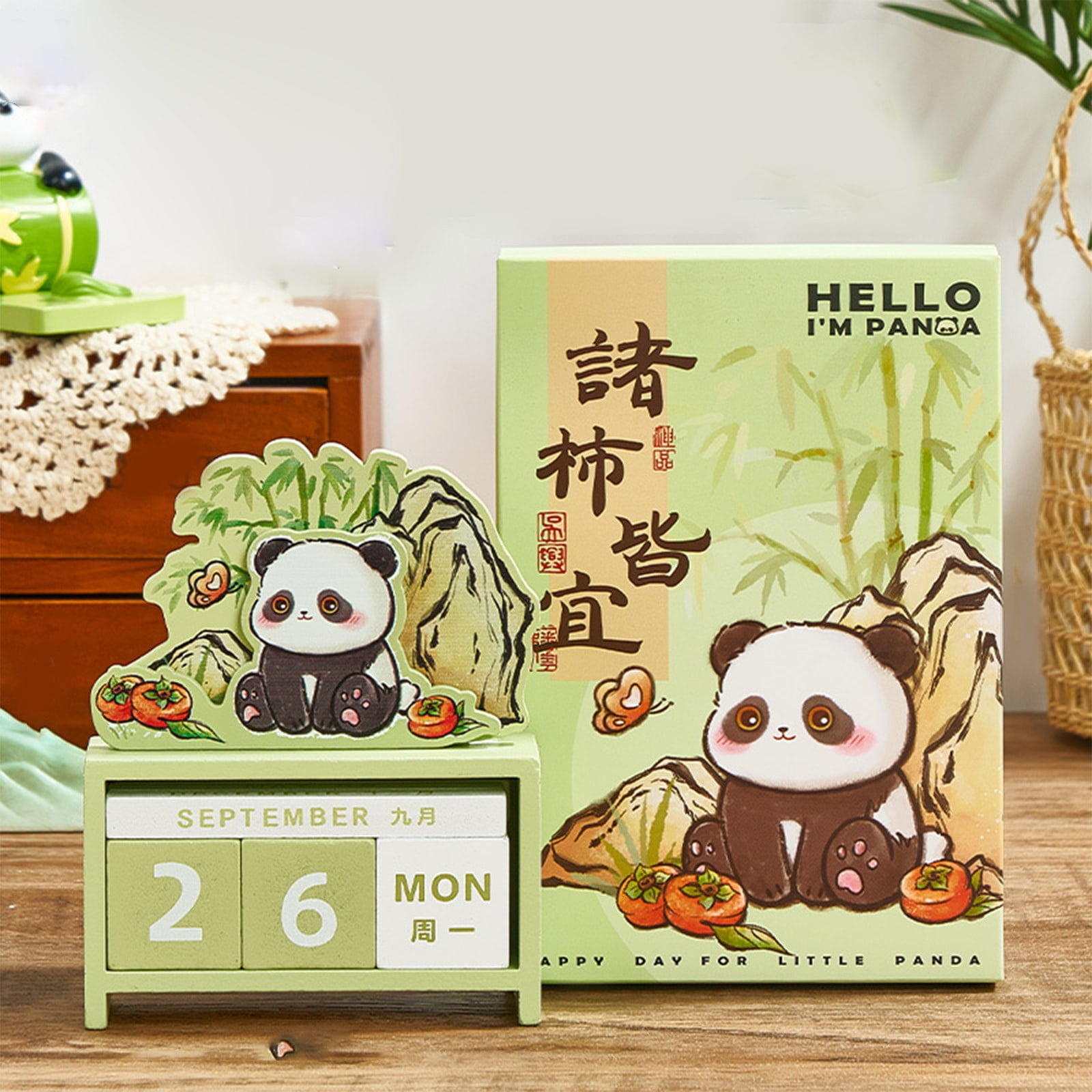 Wooden Perpetual Block Calendar for Desk Cute Panda Perpetual Calendar Wooden Perpetual Block Calendar for Desk Cute Panda Perpetual Calendar