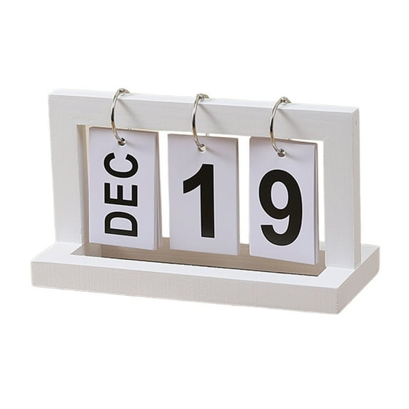 Wooden Perpetual Calendar for Desk, Metal Wood Month Date Display for Teachers, Students, Classroom, Rustic Farmhouse Office Decor, Desk Accessories