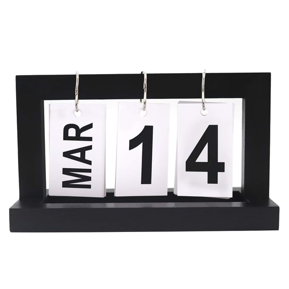 Wooden Perpetual Desk Calendar, Wood Desktop Perpetual Flip Calendar Desk Decor Calendar Reusable Vintage Desktop Calender