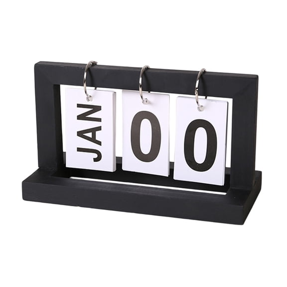 Wooden Perpetual Desk Calendar, Wood Desktop Perpetual Flip Calendar, Reusable Vintage Desktop Calendar for Office Desktop Home Decor Ornaments