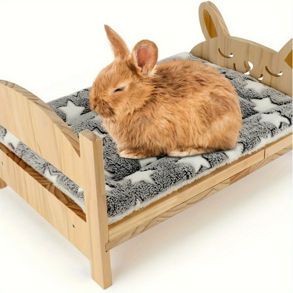 Wooden Pet Bed - Adorable Rabbit Hutch Designed Like an Animal with Cedar Filling (Ready to Use) - Removable Habitat for Small Pets Like Hamsters, Guinea Pigs, and Chinchillas