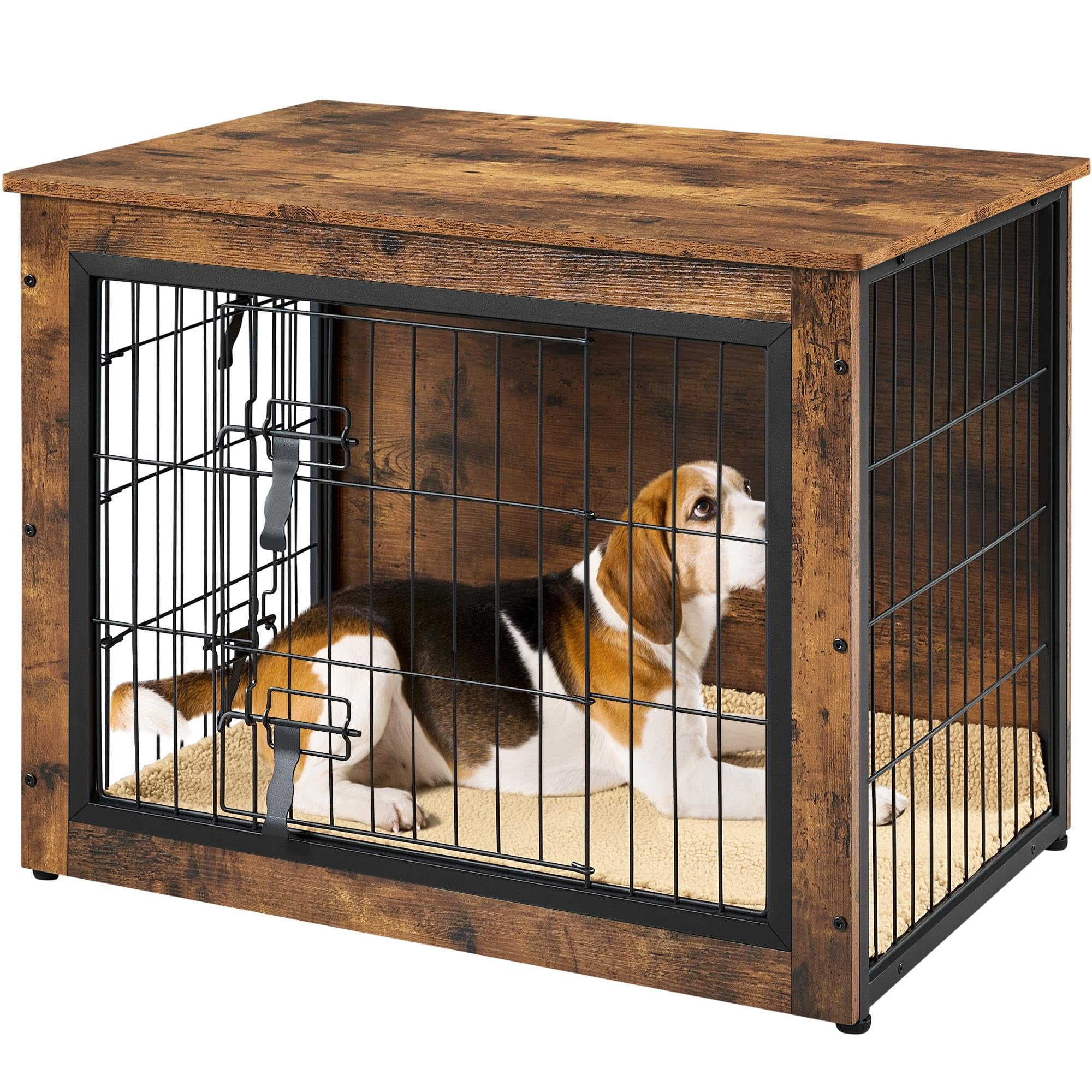 Wooden Pet Crate with Cushion, 32 Inch Dog Kennel Furniture for Small ...