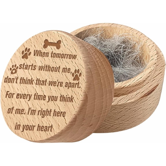 Wooden Pet Hair Keepsake Box Mini Fur Memorial Boxes Dog Cat Hair Ashes Container Small Memorial Urn Paw Engraving Loss Sympathy Gift for Storing Pets Hair Teeth Nails Ashes 2x1.6in Colorful