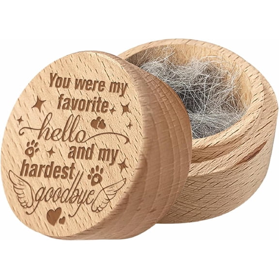 Wooden Pet Hair Keepsake Box Pet Fur Memorial Boxes Dog Cat Hair Ashes Container Pets Small Mini Memorial Urn Loss Sympathy Gift for Storing Dogs Cats Hair Teeth Nails Ashes 2x1.6in Colorful