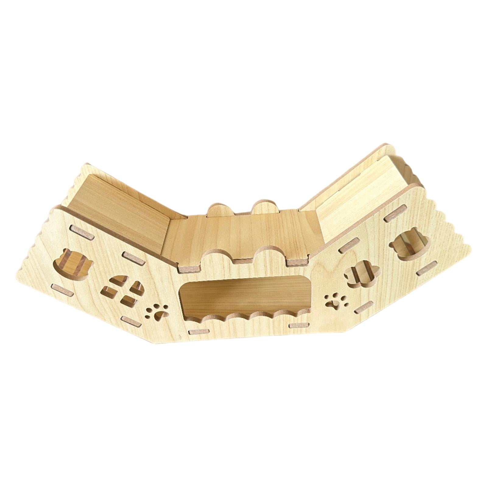Wooden Pet Hamster Tunnel Hideout Multi Chamber Structure for Gerbil Play and Enrichment Cage Scenery