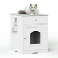 Wooden Pet House Cat Litter Box Enclosure With Drawer, Side Table