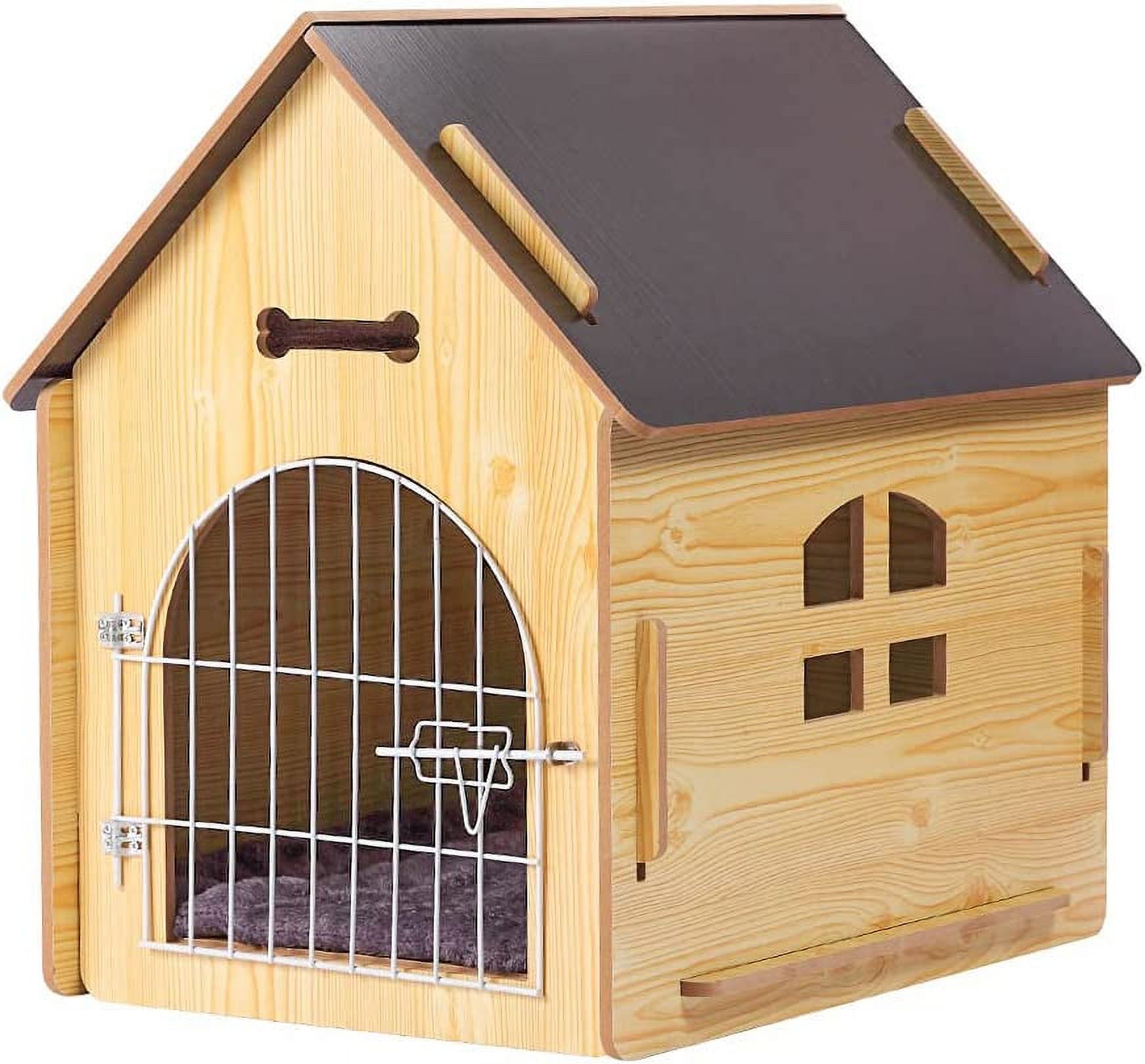 Wooden Pet House with Roof for Dogs Indoor and Outdoor Use, Easy