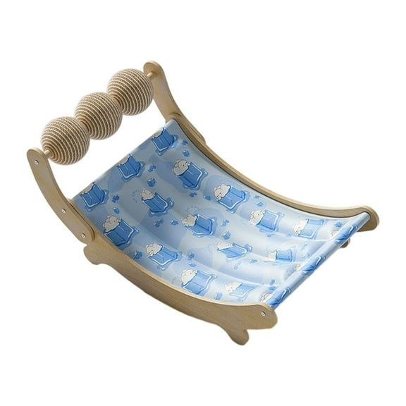Wooden Pet Lounger with Gel Pad Elevated Hanging Cradle for Indoor and Outdoor Cat Dog Comfort Rest Mat
