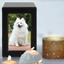 Fmbmuo Wooden Pet Memorial Urn with Photo Frame - Personalized Pet Ashes Keepsake Box for Dogs, Cats