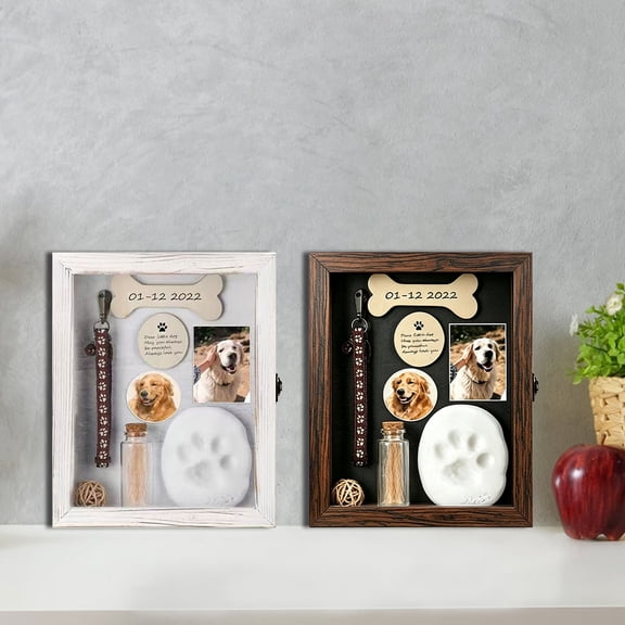 Wooden Pet Photo Frame, Brown & DIY Keepsake Box, Wooden Pet Photo Frame, Wooden Material & Storage, Pet Display Case, Photo Frame for Pet Collar, Toy Storage & Home Decor.