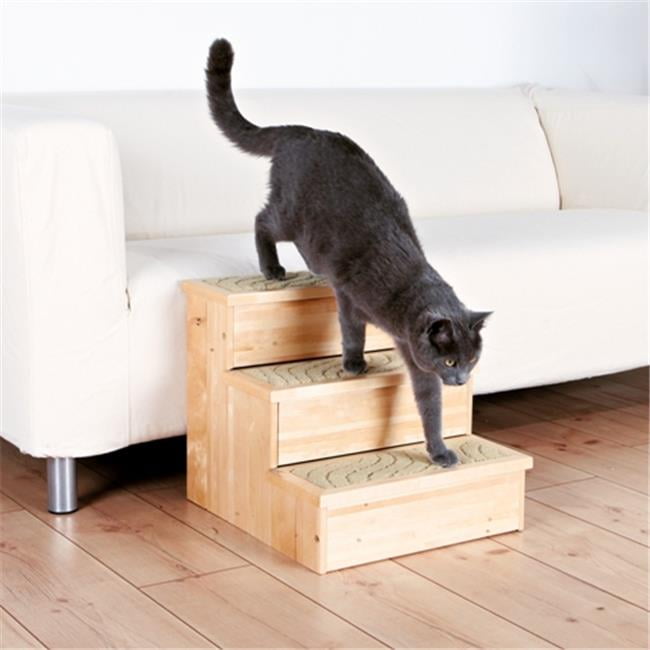 Natural Birch Wood Pet Stairs with Carpet Lining