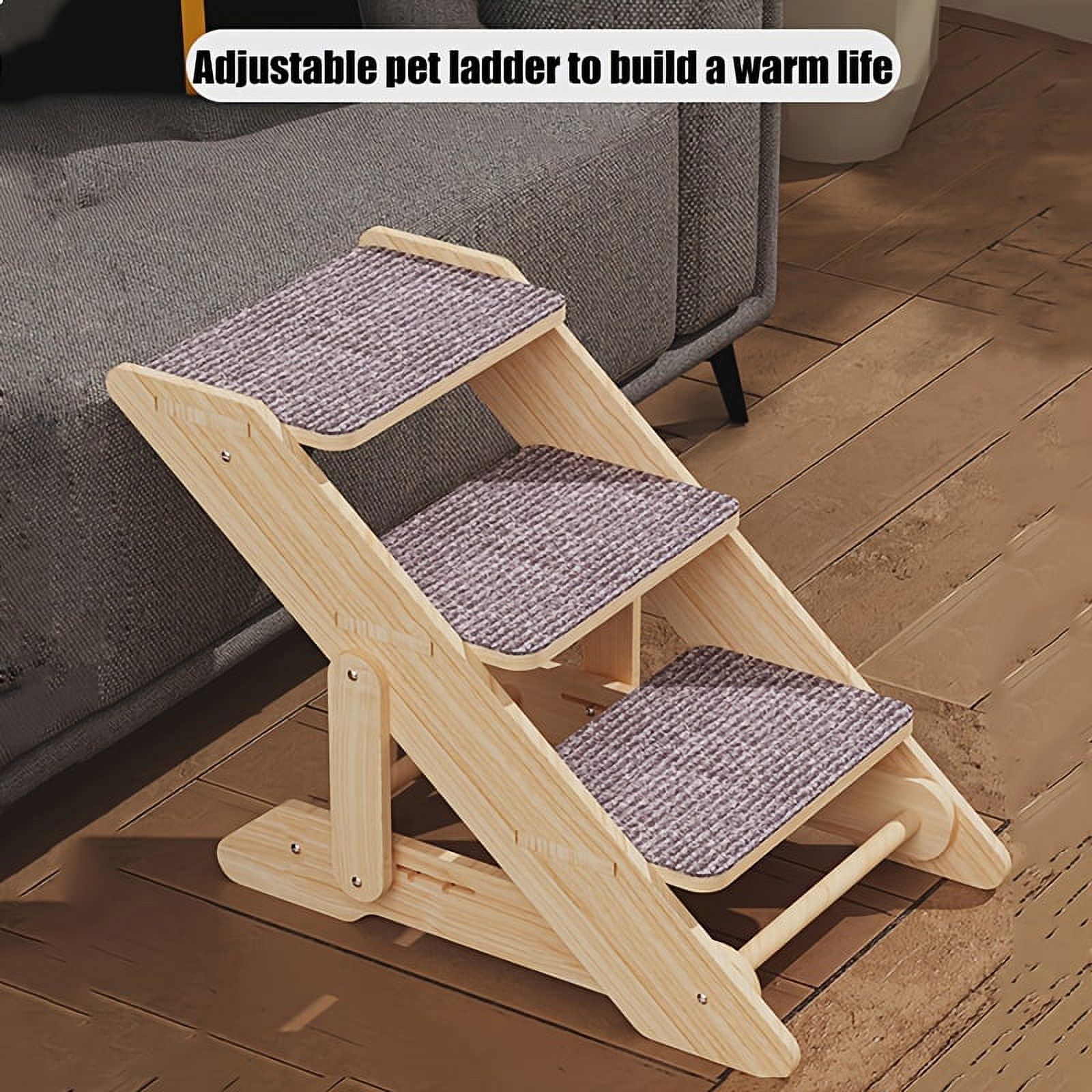Wooden Pet Stairs, Pet Steps For All Small Dogs, 2in1 Foldable Stairs