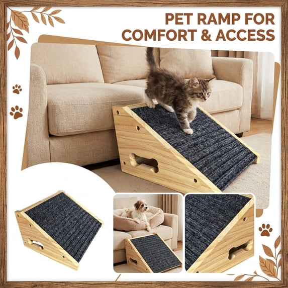 Wooden Pet Stairs, Pet Steps for Small Medium Large Dogs Cats, Dog Ramp for High Bed and Couch Non-Slip Climbing Ladder for Senior Dogs