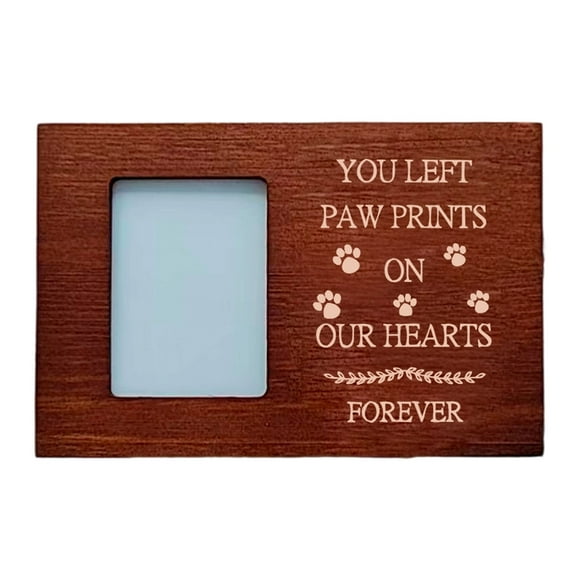 Wooden Pet Urn for Dog or Cat Ashes - Memorial Cremation Urn with Photo Frame, Keepsake Memory Box with Flannel Lining, Pet Sympathy Remembrance Gift