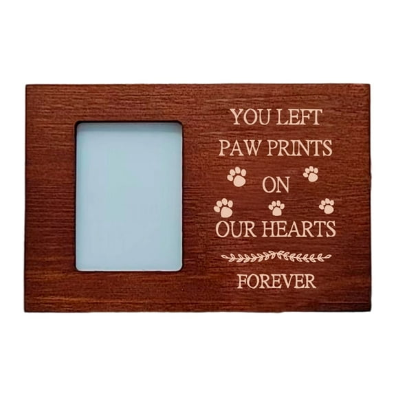Wooden Pet Urn for Dog or Cat Ashes - Memorial Cremation Urn with Photo Frame, Keepsake Memory Box with Flannel Lining, Pet Sympathy Remembrance Gift
