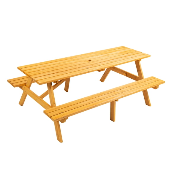 Wooden Picnic Table | Ideal for Outdoor Camping and Backyard Parties | Sturdy Bench Design | Offers Comfortable Seating