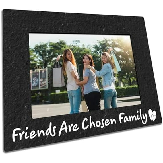 Wooden Picture Frame For 5"X7" Picture - Friends Are Chosen Family Frame Tabletop Display, Gifts For Friends & Co-Workers, Home & Office Decorations(Horizontal)-A16