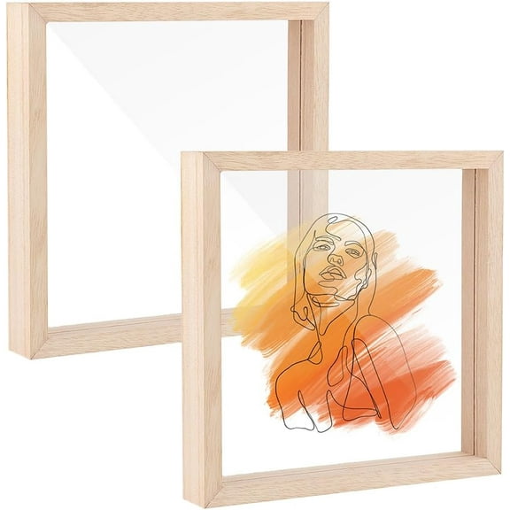 Wooden Picture Frame with Transparent Acrylic Blank Sheet Square Old Lace 200x200x31mm