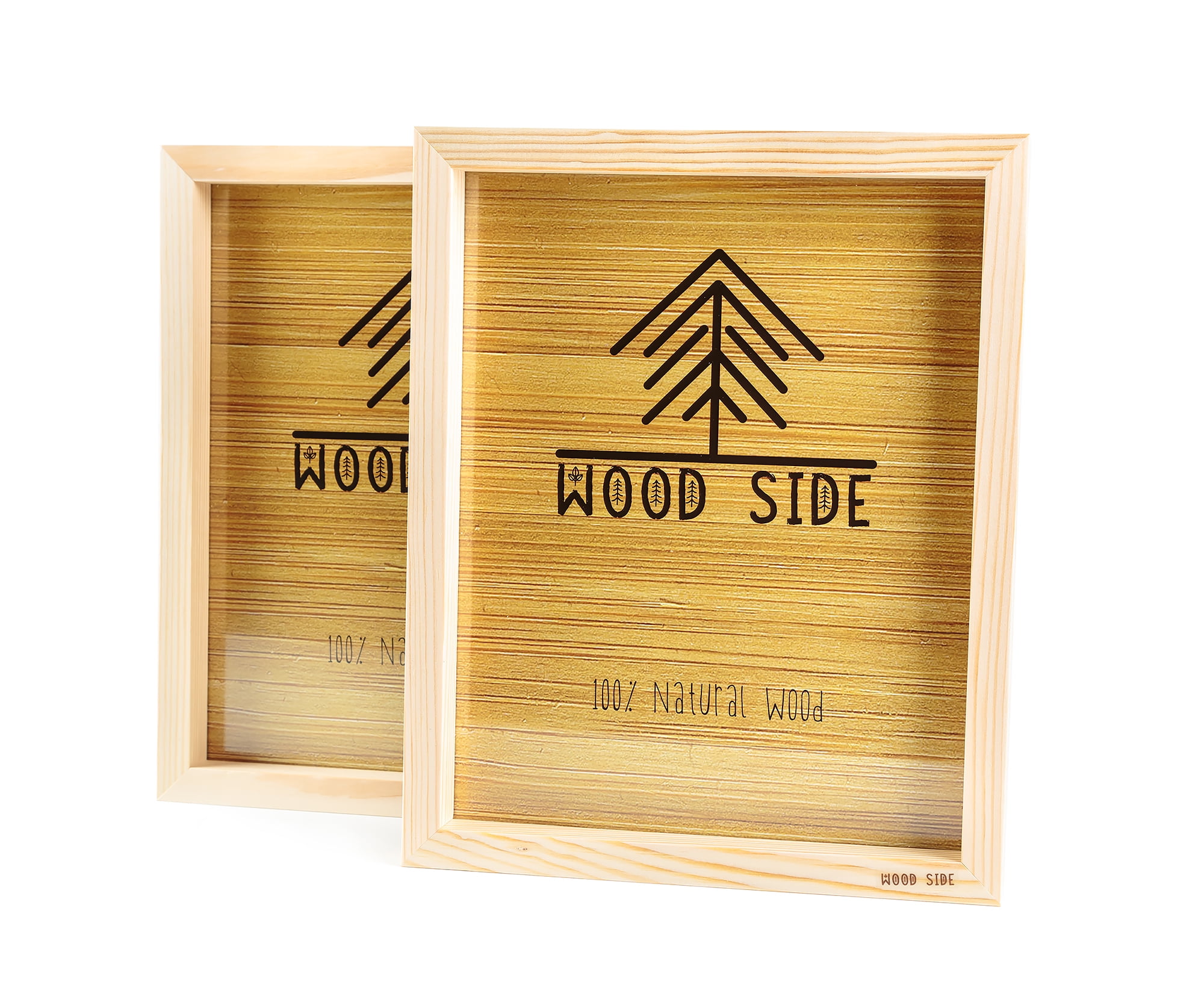 Wooden Picture Frames 8.5x11 - Set of 2 - 100% Eco Unfinished Wood - Thick Borders - Natural Wood Color for Wall mounting and Tabletop Display