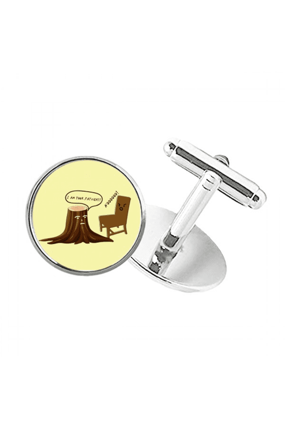 Wooden Pier Chair Furniture Father Round Button Cuff Clip Stud Cufflinks