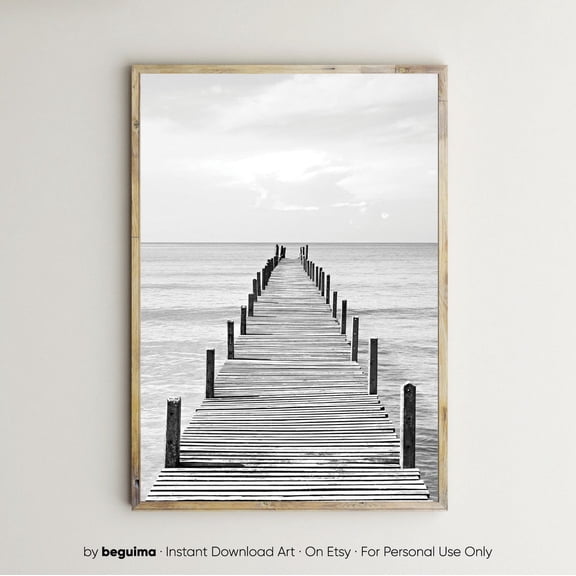 Wooden Pier Photography, Black And White Ocean Wall Art