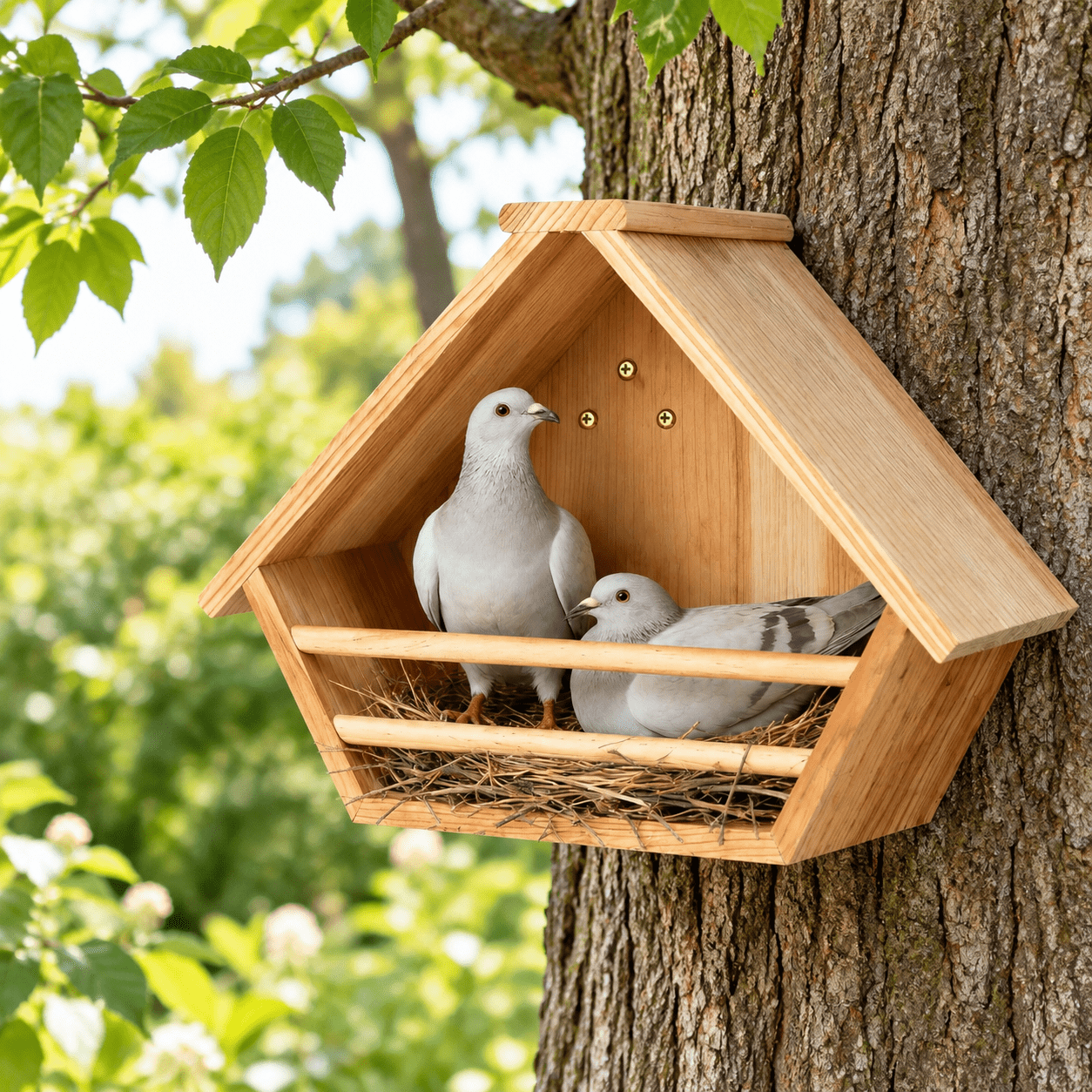 Wooden Pigeon Bird House, Triangular Roof (1Pack), Outdoor Cedar ...