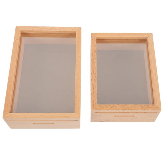 Wooden Piggy Bank Picture Frame Coin Container - 2pcs